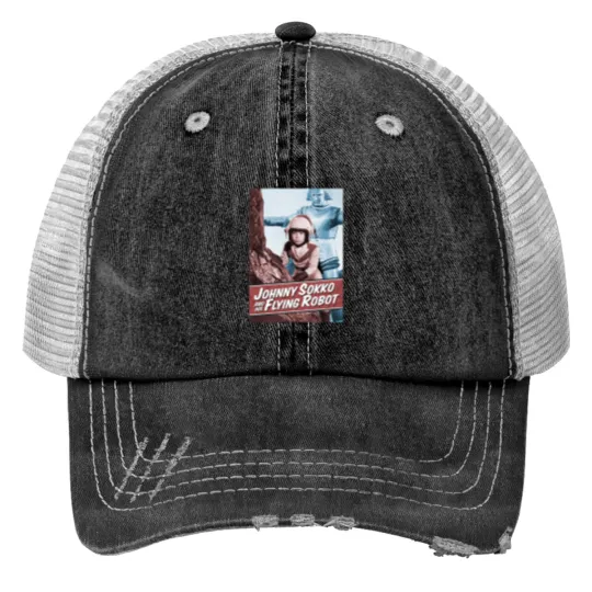 Discover Giant Robot Johnny Sokko's Flying Robot Vintage Poster Trucker Hats