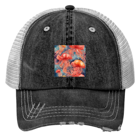 Discover Watercolor Jellyfish Trucker Hats