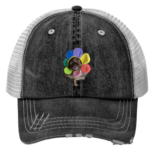 Discover Chilli The Pug flower hat Trucker Hats
