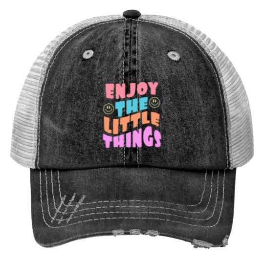 Discover Enjoy the little things quote Fitted Scoop Trucker Hats