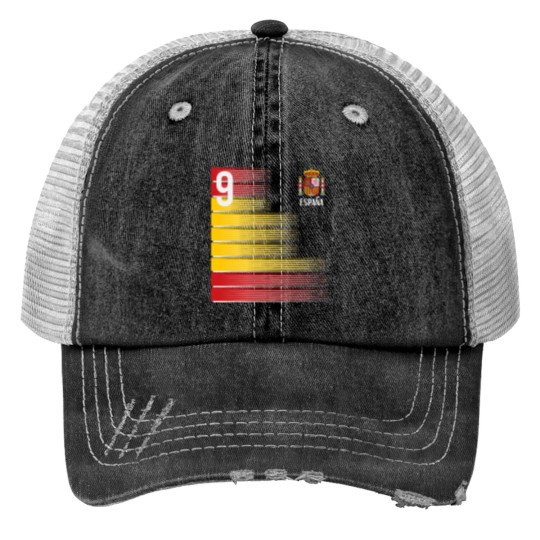 Discover Spain Number 9 Espana Spanish Soccer Fan Men Women Kids Boys Trucker Hats