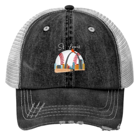 Discover Saint Louis Red Cardinal T New Skyline Ball Design Trucker Hats
