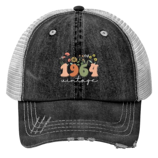 Discover Womens 60 Years Old Vintagess 1964 60th Birthday Tee Wildflower Women VNeck Trucker Hats