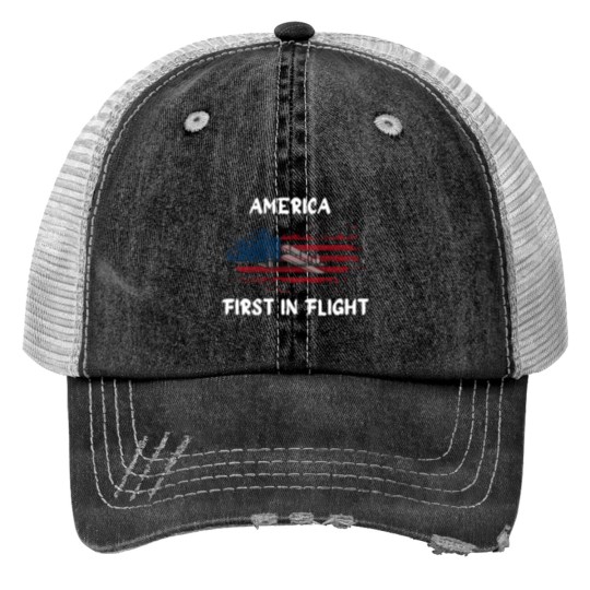 Discover America First in Flight Wright brothers patriotic Trucker Hats