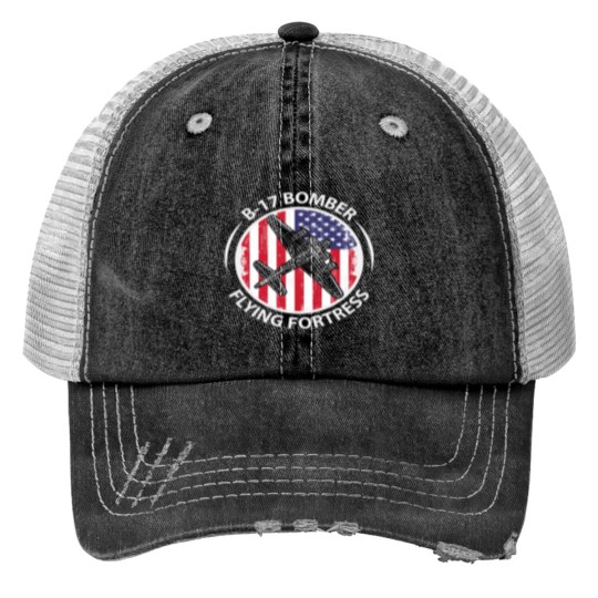 Discover B17 Flying Fortress with flag Trucker Hats