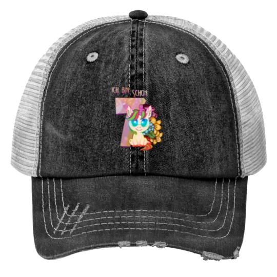 Discover Girls Unicornss 7ss years old 7th birthday gift Trucker Hats