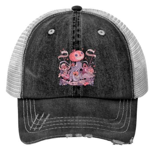 Discover Over The Garden Wall Trucker Hats, Vintage Pottsfield Halloween Pumpkin Trucker Hats