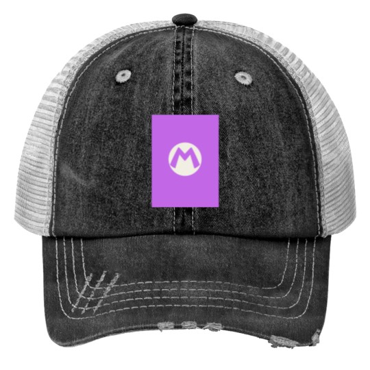 Discover letter m purple Graphic Trucker Hats