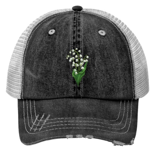 Discover White Lily Of The Valley Spring Flower Watercolor Trucker Hats