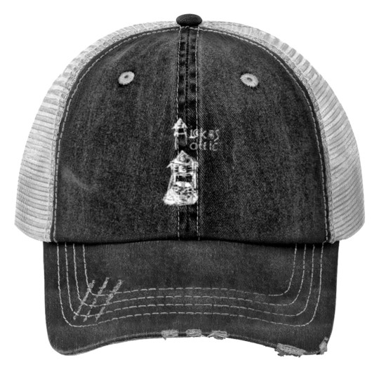 Discover Alekas Attic 1 White Logo Trucker Hats