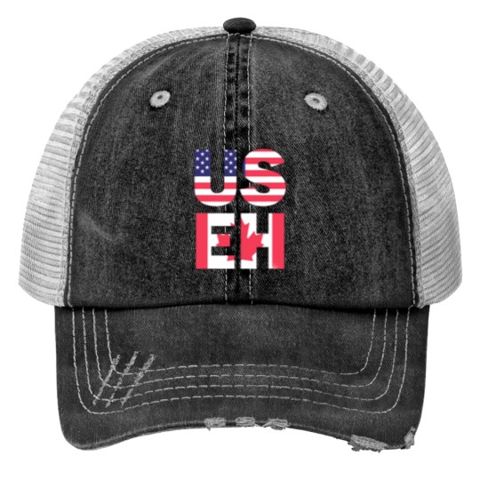 Discover US EH American Canadian Funny Meme Quote Trucker Hats
