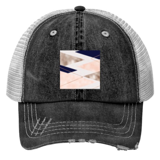 Discover Rose gold french navy geometric Trucker Hats