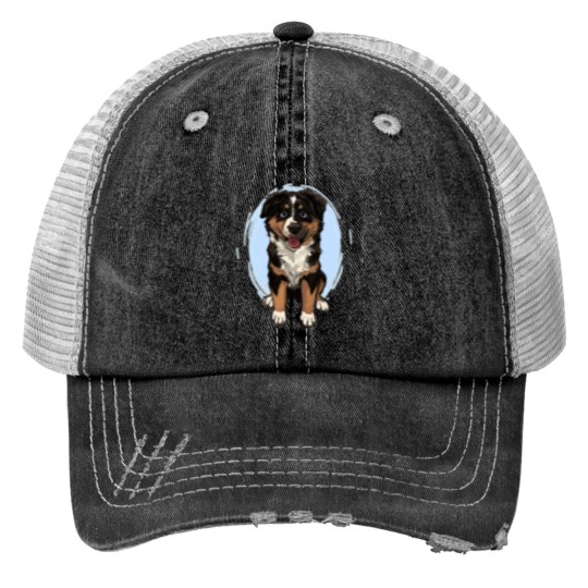 Discover Smiley Aussie Pup Trucker Hats