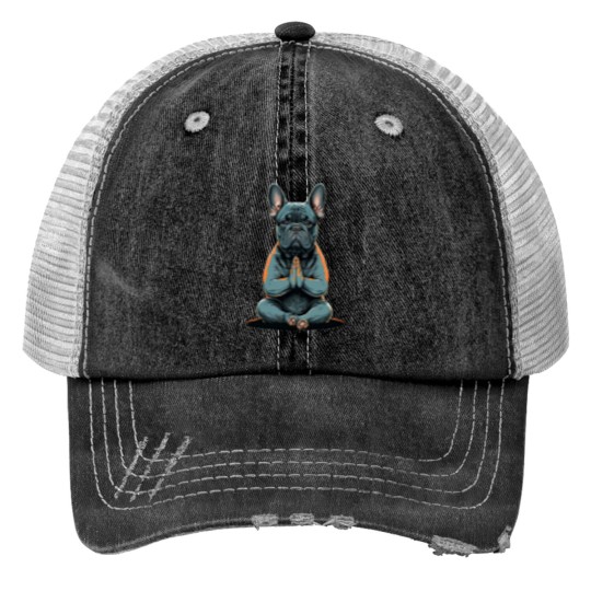 Discover Funny French Bulldog Frenchie Yoga Trucker Hats