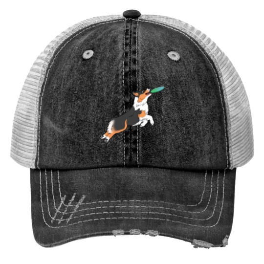 Discover Black Tri Australian Shepherd Catching Disc Trucker Hats