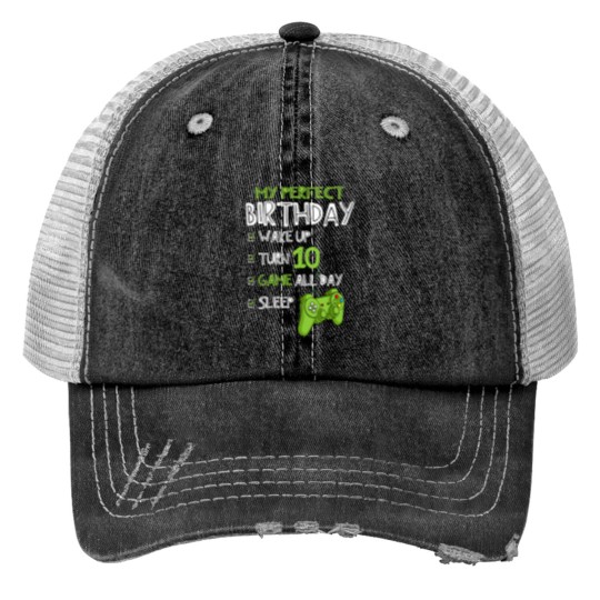 Discover 10th Birthday Gaming 10 Years Old Perfect Gamer Gift Boys Trucker Hats