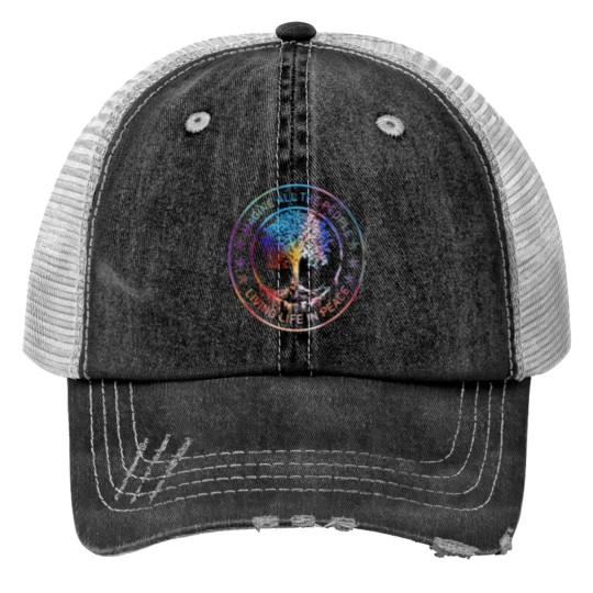 Discover All The People Imagine Living Life In Peace Art Tree Trucker Hats