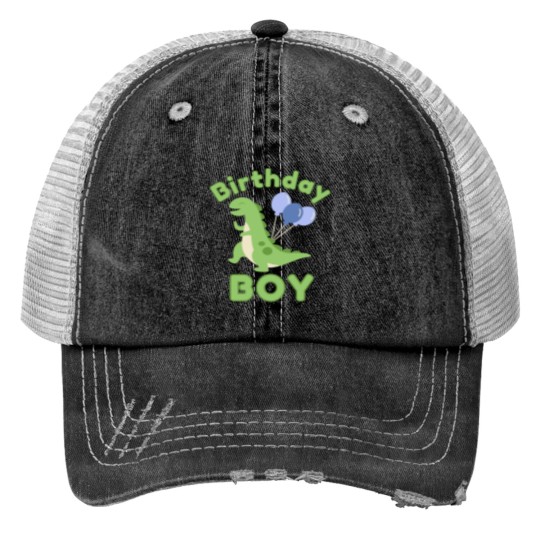 Discover Birthday squad boy kid party cute dino dinosaur trex balloon Essential Trucker Hats