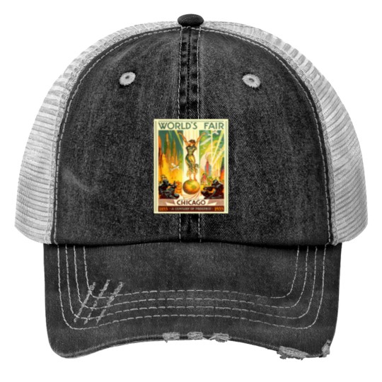 Discover Worlds Fair Chicago Vintagess Travel Trucker Hats