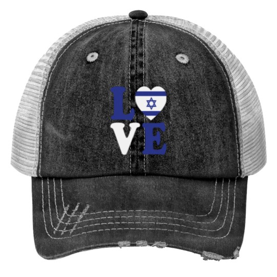 Discover I Love Israel Minimalist Israeli Flag For Women Men Trucker Hats