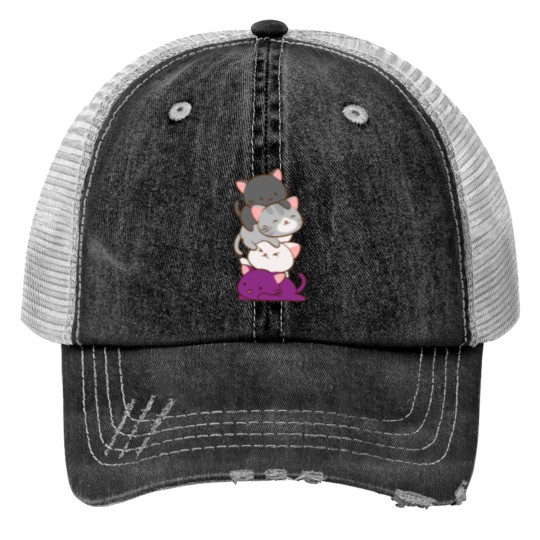 Discover ACEss Pride Kawaii Cats LGBTQ Asexual Trucker Hats
