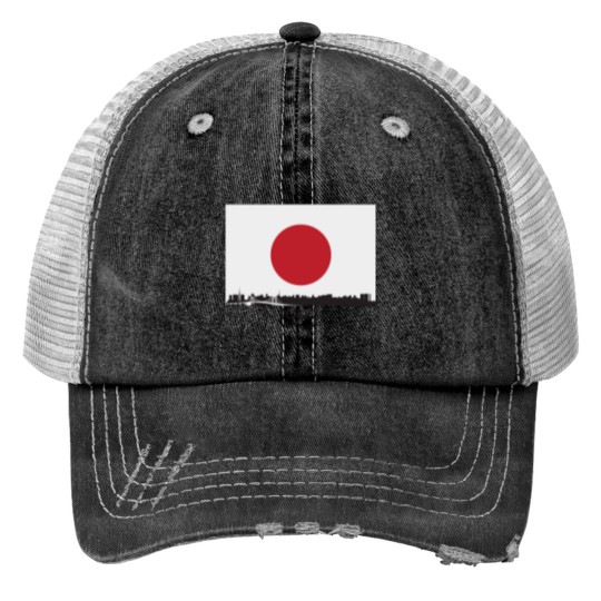 Discover Tokyo Japan Skyline Japanese Flag Trucker Hats