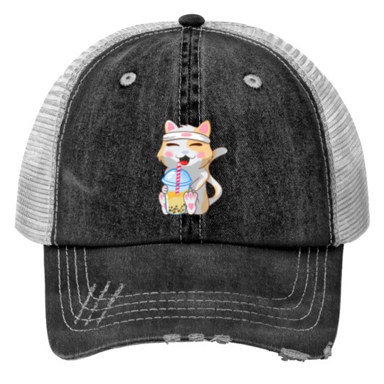 Discover Cute Cat ,Funny, Boba Bubble Tea, Anime, Japanese Trucker Hats