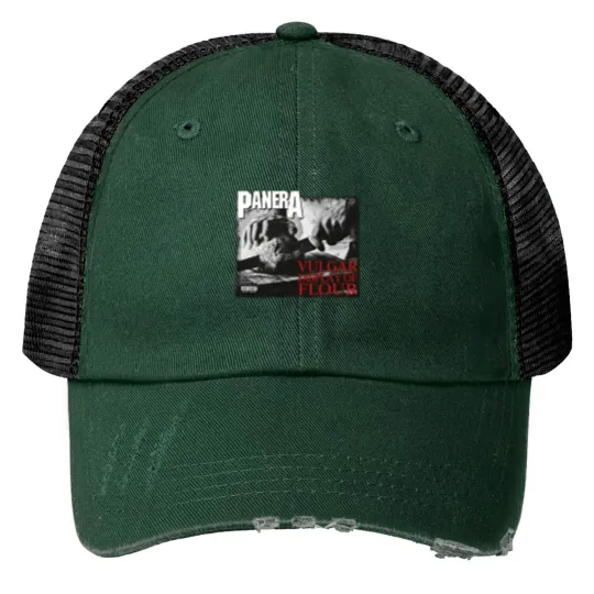 Discover PANERA Vulgar Display Of FLOUR Metal Band Parody Spoof Mayhem Skull Trucker Hats