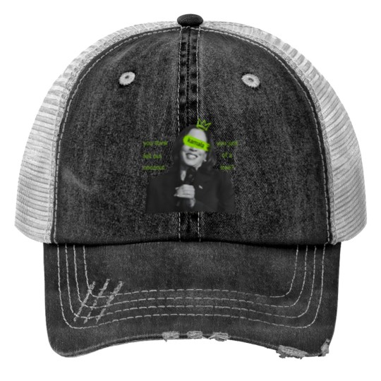 Discover kamala harris brat Trucker Hats, kamala charli xcx brat Trucker Hats, kamala meme Trucker Hats