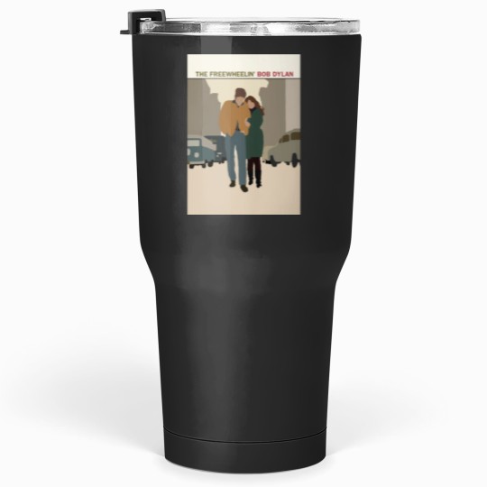 Discover The Freewheelin Bob Dylan Album Cover Minimalistic Art Tumblers 30 oz