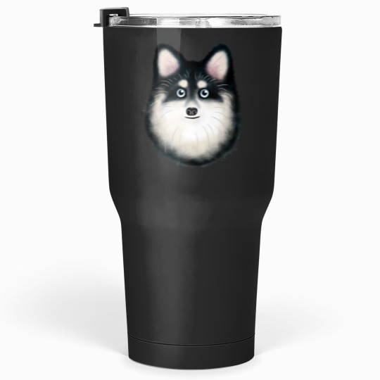 Discover Black and White Pomsky Tumblers 30 oz