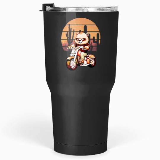 Discover Bear  Riding Motorcycle Tumblers 30 oz