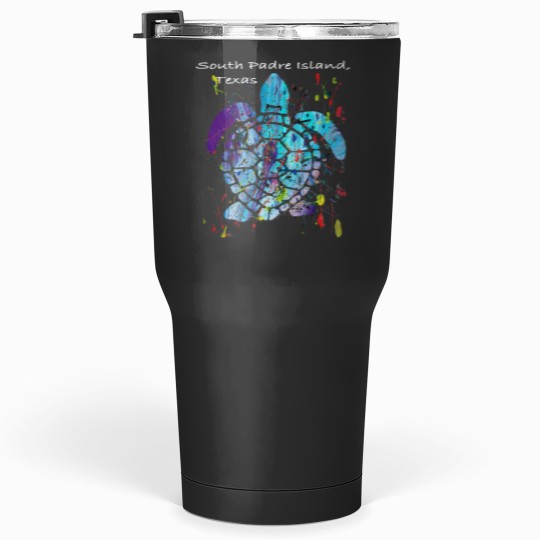 Discover Beach Design South Padre Island Beach, Texas Abstract Sea Turtle Tumblers 30 oz