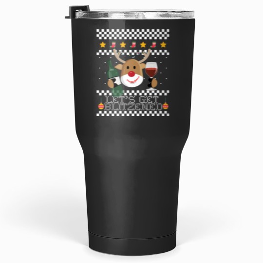 Discover Let 39 S Get Blitzened Ugly Christmas Sweater Reindeer Meme Tumblers 30 oz