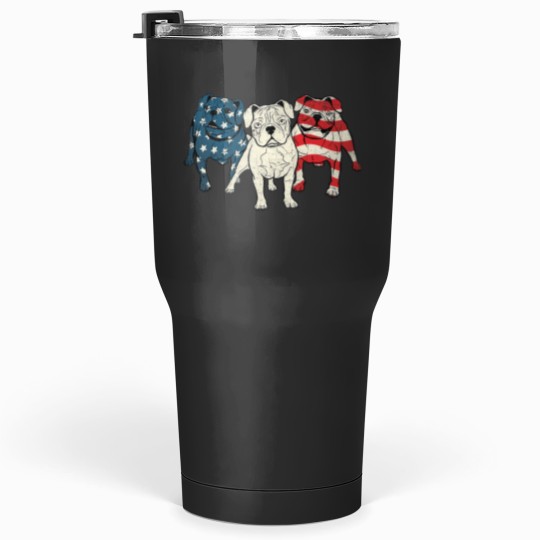 Discover USA American English Bulldog 2Animal Dog Lover Puppy Owner Tumblers 30 oz