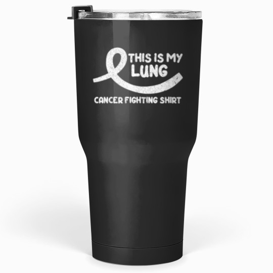 Discover Cancer Fighter White Ribbon Warrior Lung Cancer Awareness Tumblers 30 oz