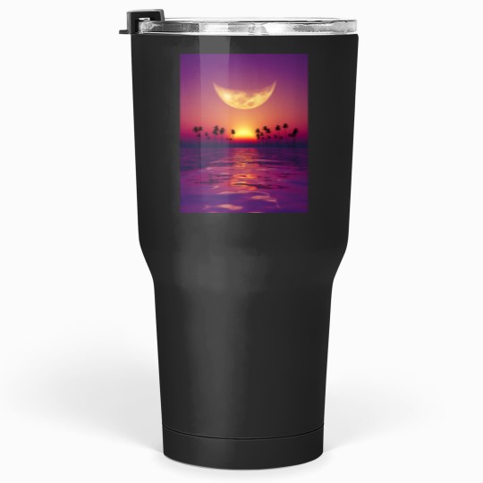 Discover big moon  georgia okeeffe pink moon over water140 Tumblers 30 oz