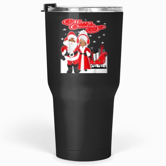 Discover Merry Christmas Santa Claus Mrs Claus African American Tumblers 30 oz