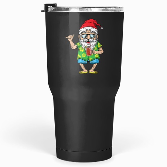Discover Christmas In July Santa Matching Hawaiian Beach Summer 2022 Tumblers 30 oz