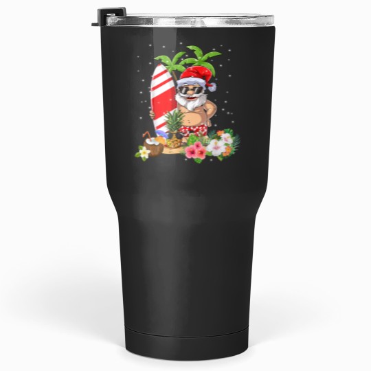 Discover Christmas In July Santa Hawaiian Surfing Summer Surf Tumblers 30 oz