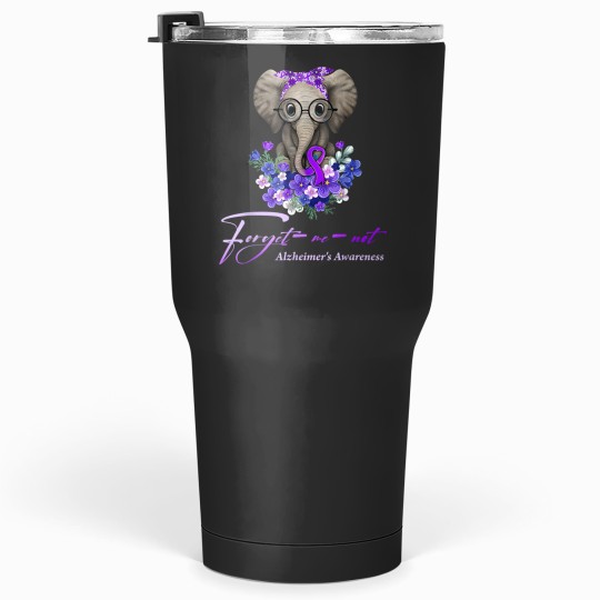 Discover Forget Me Not Alzheimer's Awareness Elephant Flower  gifts Tumblers 30 oz