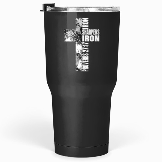 Discover black white cross iron sharpens iron verse christian couples Tumblers 30 oz
