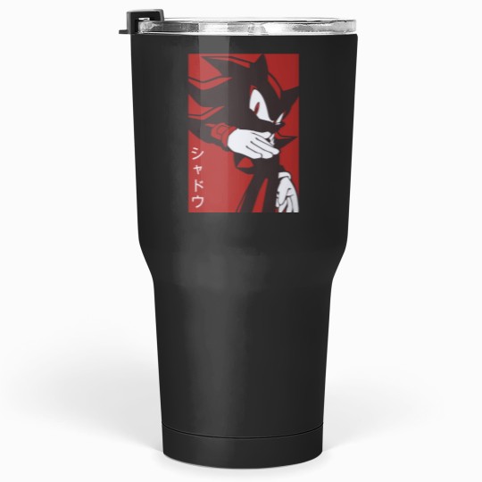 Discover Normal Black Shadow Hedgehog anime manga style Background Red Tumblers 30 oz