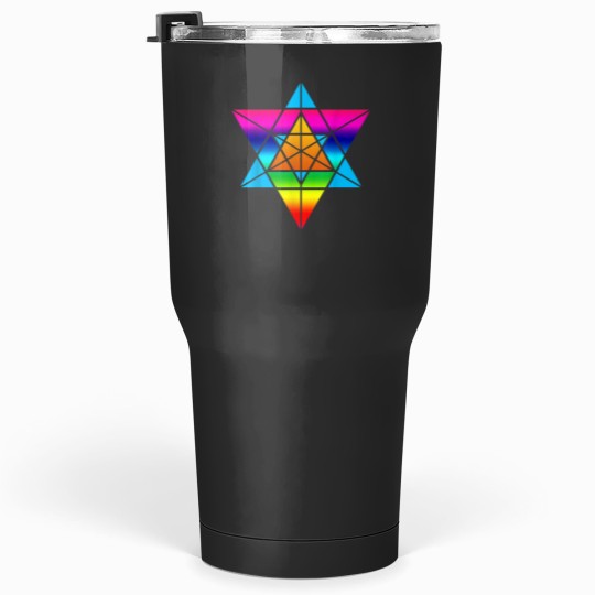 Discover Merkaba Star Tetrahedron Rainbow Sacred Geometry Gift Tumblers 30 oz