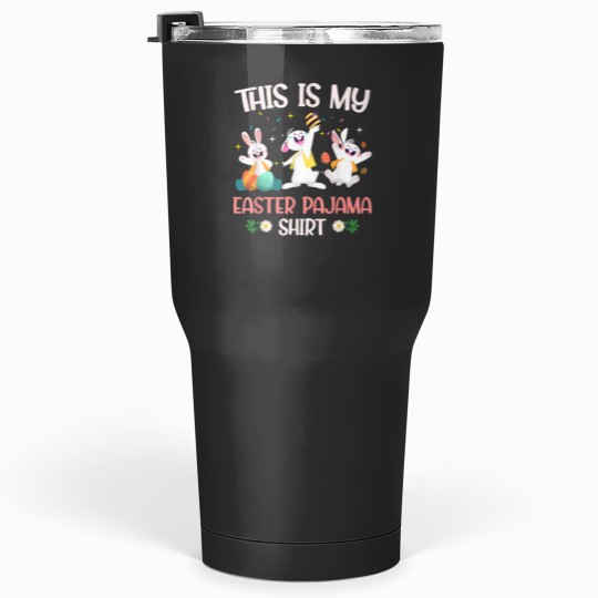 Discover Cute Easter Pajama Shirt with Bunny and Eggs 30 oz Tumblers