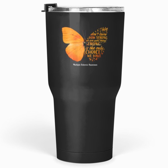 Discover Womens MS Butterfly Orange Ribbon Multiple Sclerosis Aeness Tumblers 30 oz