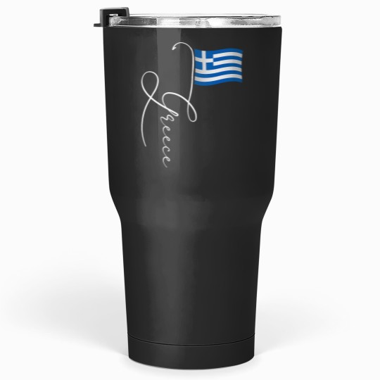 Discover Greece Signature Flag Pole Elegant Patriotic Greek Flag Tumblers 30 oz