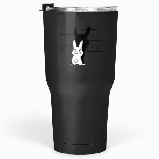 Discover Rabbit Hand Shadow Art Shirt Funny Rock and Roll Bunny Tumblers 30 oz