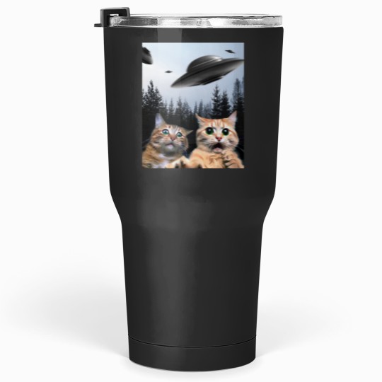 Discover Funny Cat Selfie with UFOs Tumblers 30 oz