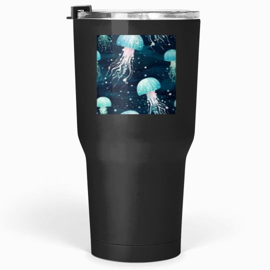 Discover Watercolor Jellyfish Seamless Patterns Tumblers 30 oz